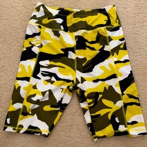 Yellow camouflage biker shorts